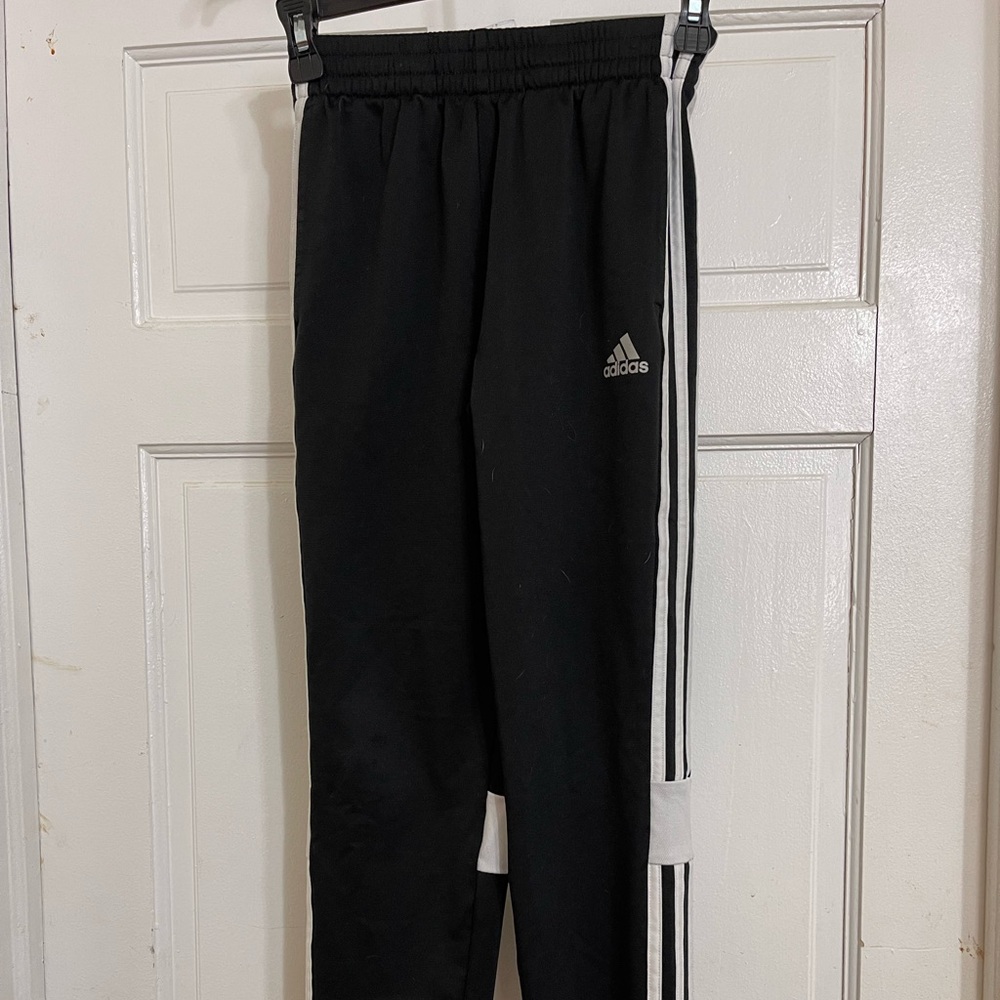 Youth Adidas Track Warm up Pants Striped Leg Black Size Large 14/16